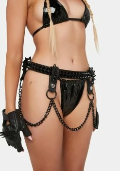 Funk Plus 2-Row Cone Studded Belt With Removable O-Ring Chains
