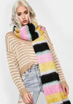 X_Ana Accessories Sweet As Sherbert Striped Scarf