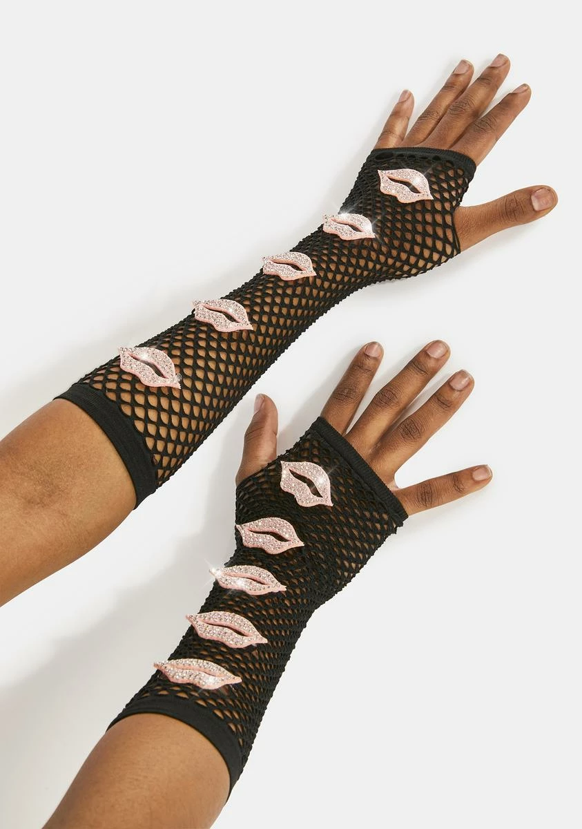 X_PTLHZ Want Your Kiss Fishnet Gloves - Image 4