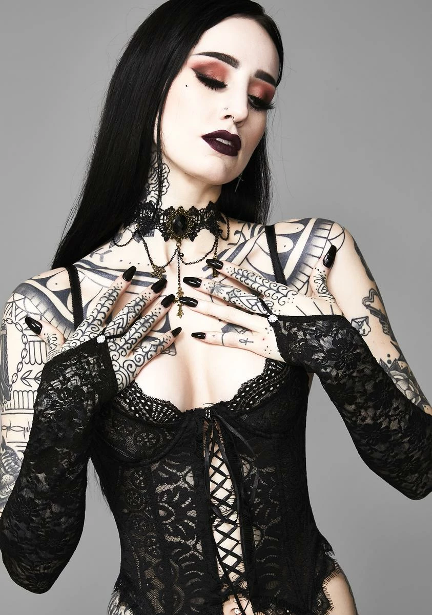 X_Ana Accessories Corrupted Love Lace Gloves - Image 2