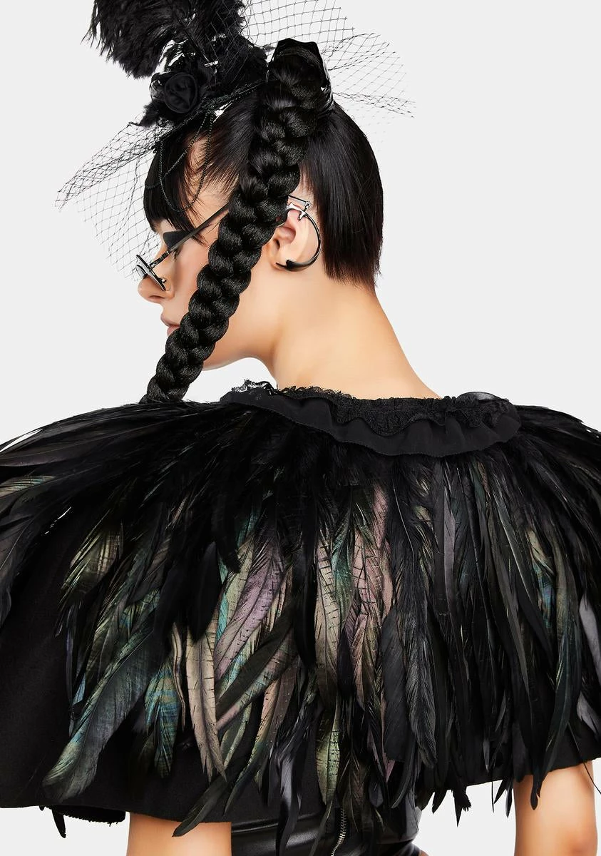 DEVIL FASHION Transylvanian Hunger Gothic Feather Shawl - Image 3