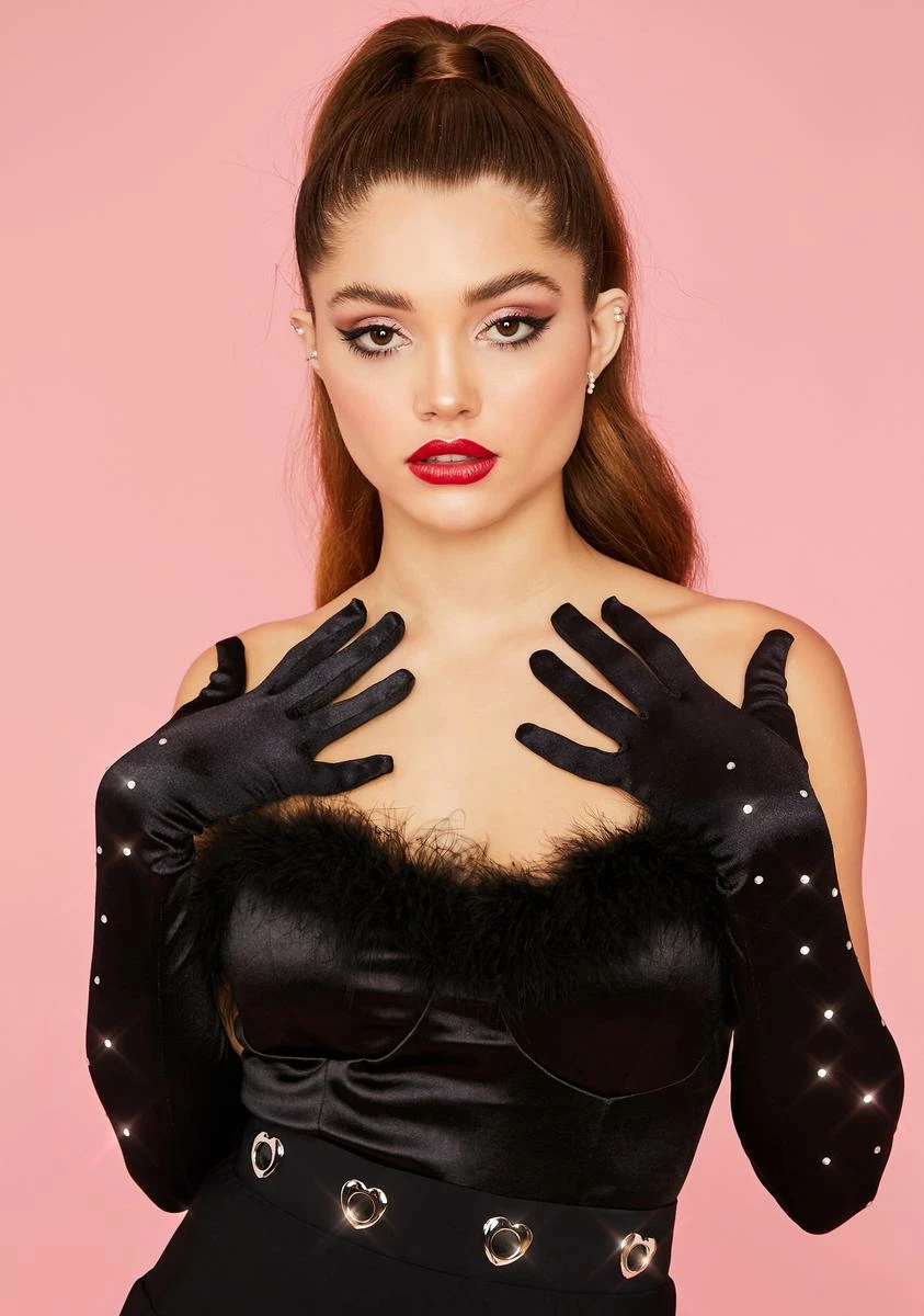 X_PTLHZ Crave The Feeling Rhinestone Gloves
