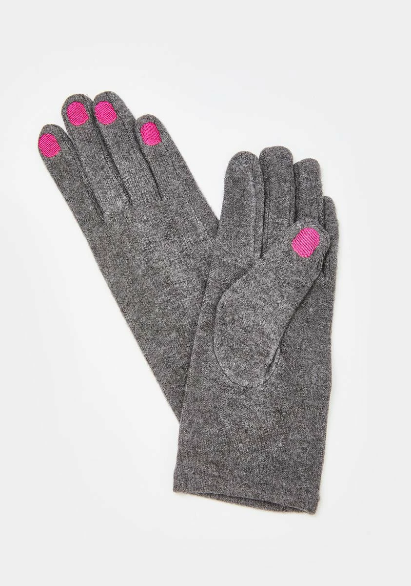 X_Ana Accessories Stoned Nails Before Males Knit Gloves - Image 2
