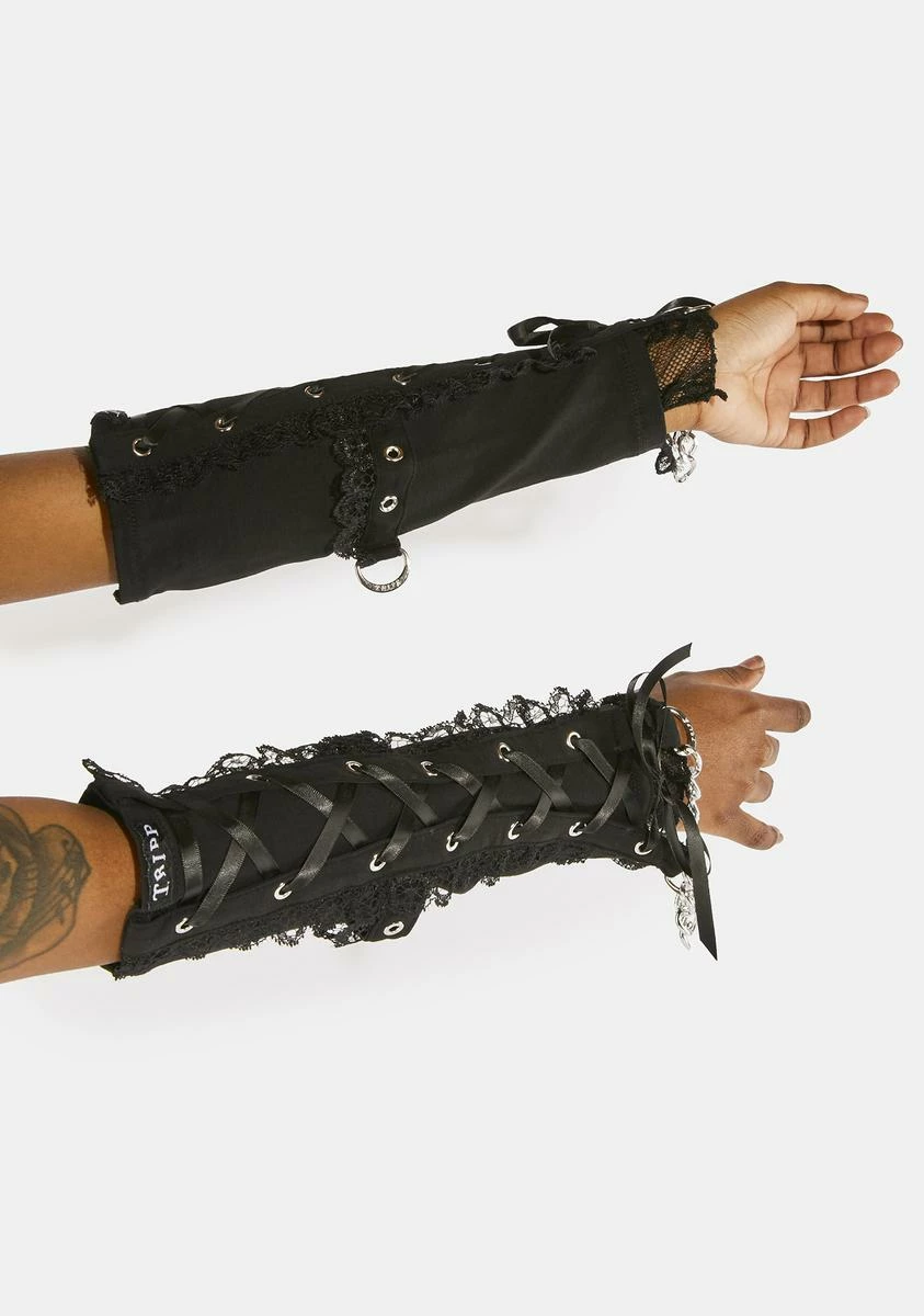 TRIPP NYC Black Lace Arm Warmers - Image 3