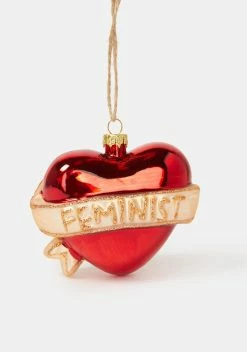X_Cody Foster Feminist Glitter Heart Ornament