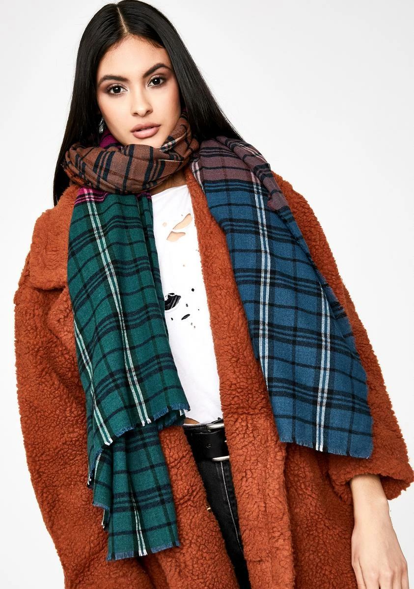 X_Ana Accessories Royal I'm Cozy Plaid Scarf