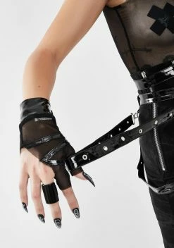 DEVIL FASHION Robot Rock Cyberpunk Mesh Gloves