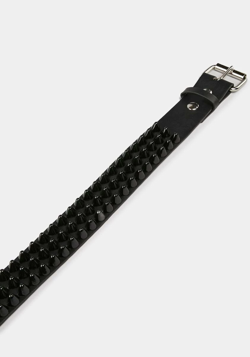 Funk Plus 3-Row Black On Black Spiked Belt - Image 2