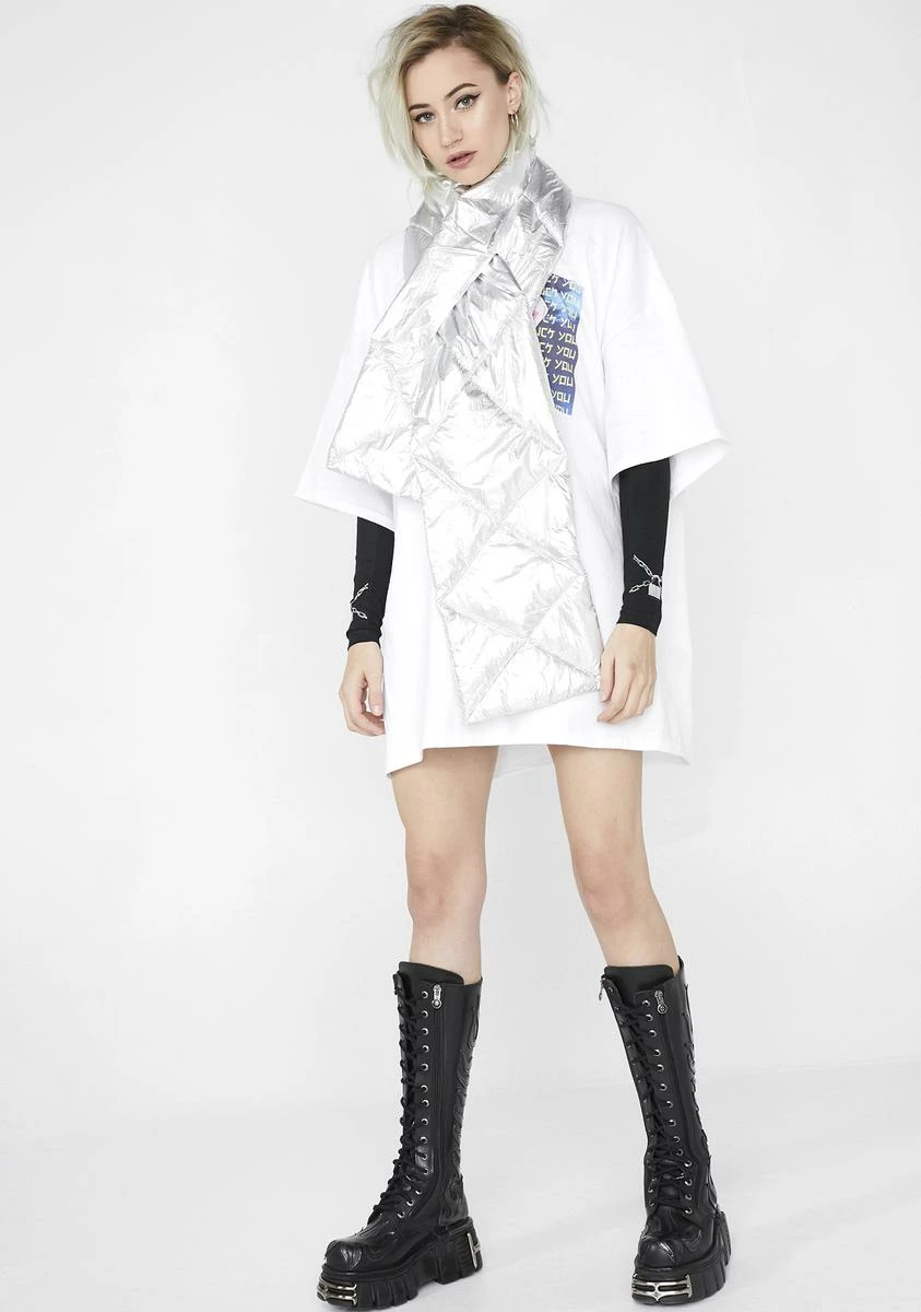 X_Impulse Fashion Accessories Platinum Chillin' Babe Puffer Scarf - Image 2
