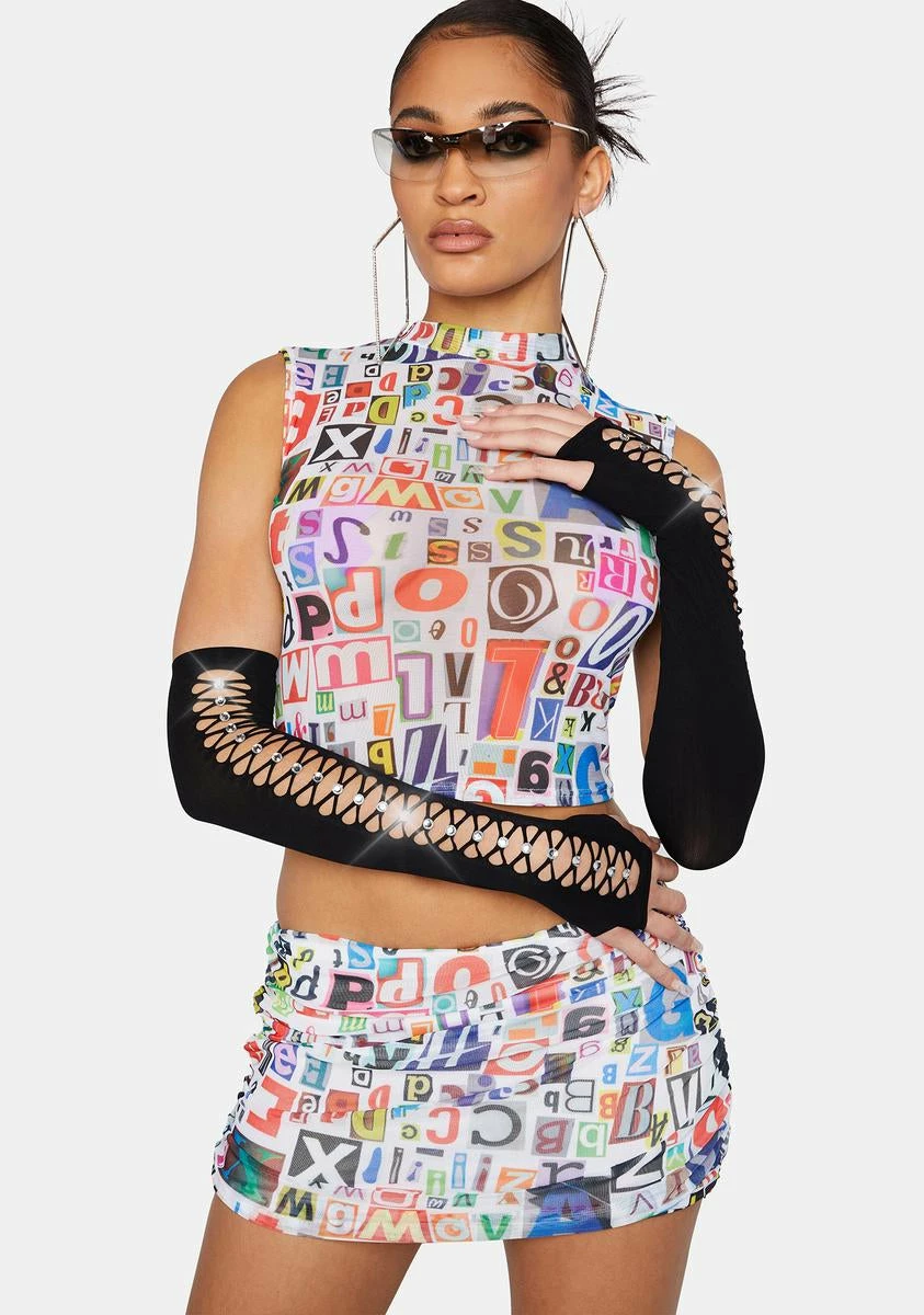 X_PTLHZ Sass You Later Rhinestone Gloves - Image 2