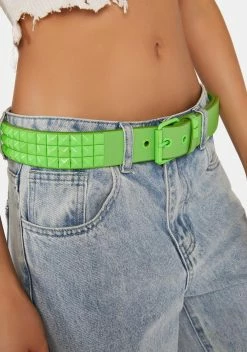 X_CIEL Lime High Score Studded Belt