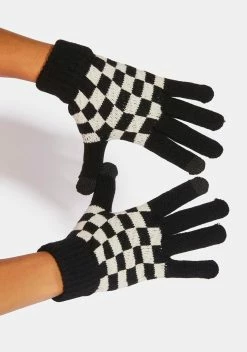 X_PTLHZ Ink Cut The Check Knit Gloves