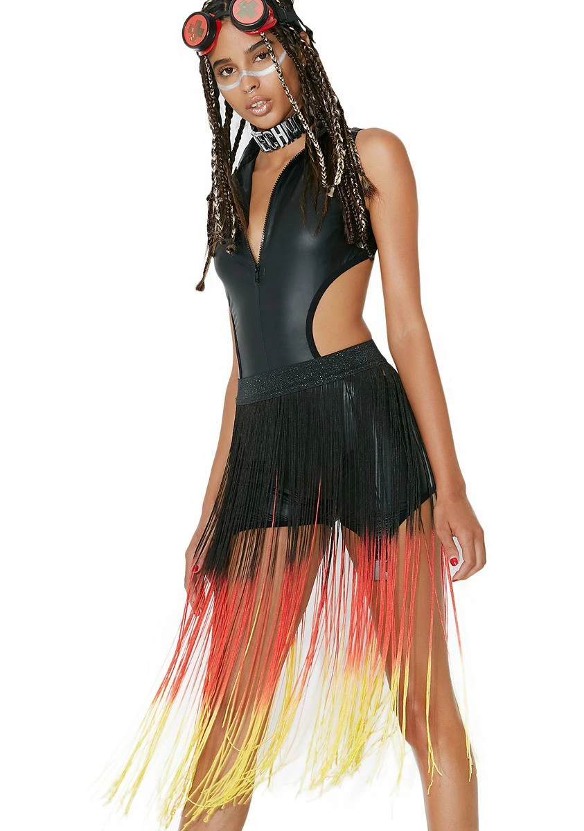 Club Exx Sacred Flame Fringed Waist Belt - Image 3