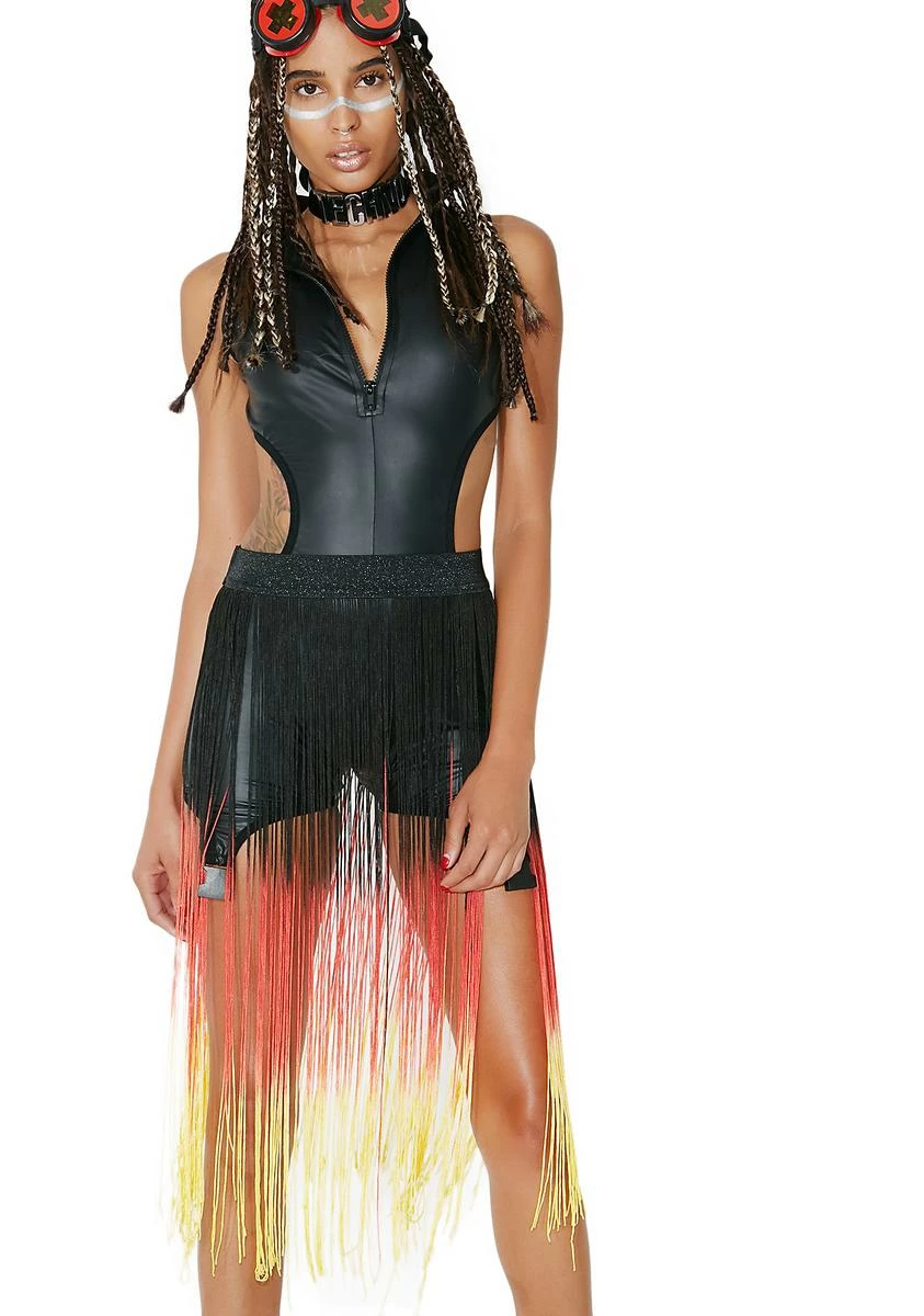 Club Exx Sacred Flame Fringed Waist Belt - Image 2