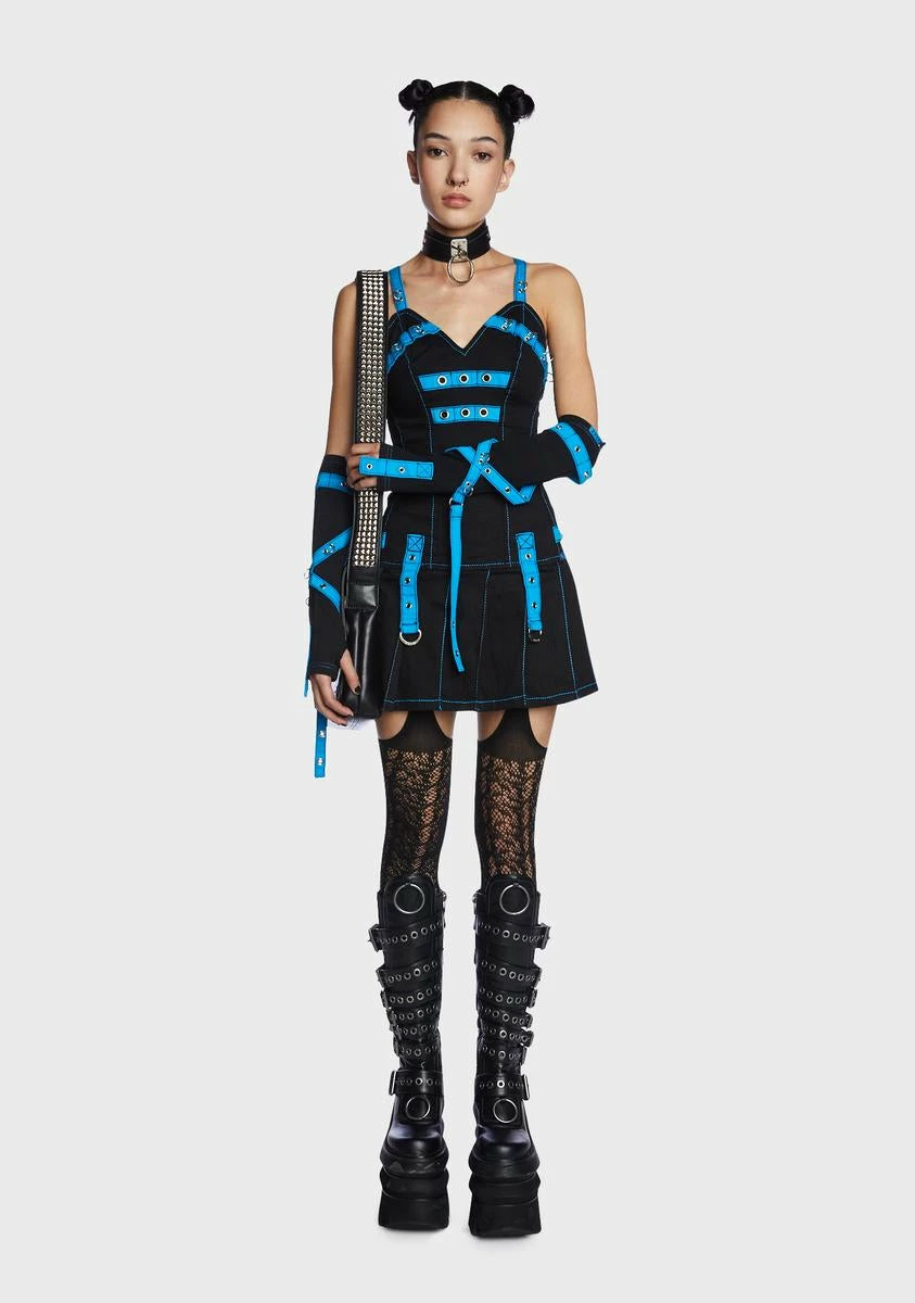 TRIPP NYC Black/Blue Multi Eyelet Arm Warmers - Image 5