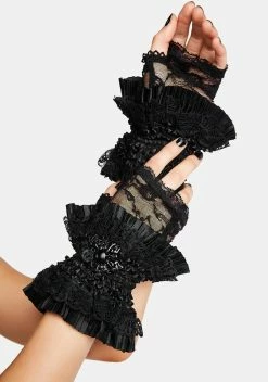 DEVIL FASHION Beautiful Apocalypse Gothic Lace Ruffle Gloves