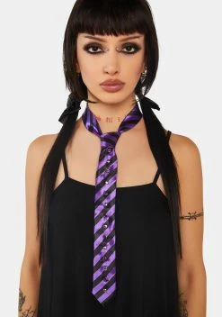 PUNK RAVE Violet Punk Cute Girl Striped Tie