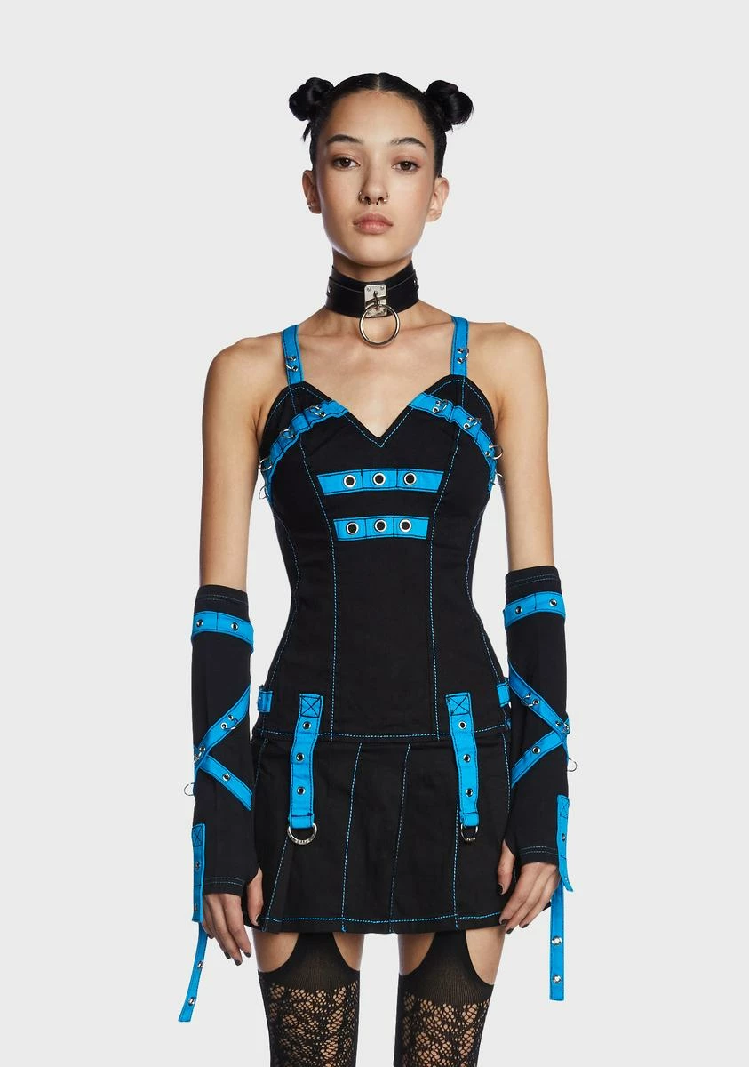 TRIPP NYC Black/Blue Multi Eyelet Arm Warmers - Image 3