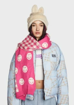 X_Fame Accessories Bubblegum Not So Happy Knit Scarf