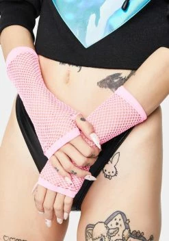 X_CIEL Sweet Neon Nebula Fishnet Gloves