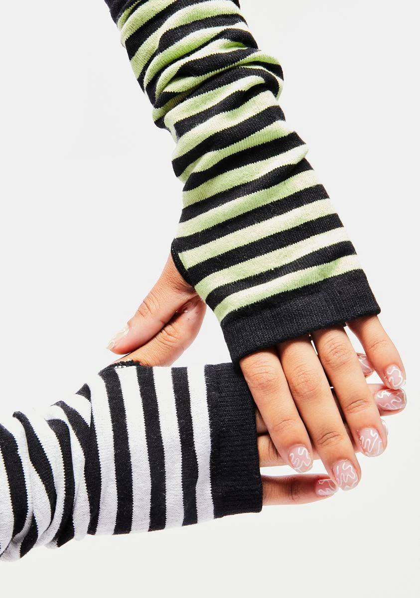 Too Fast Mixed Stripe Fingerless Gloves