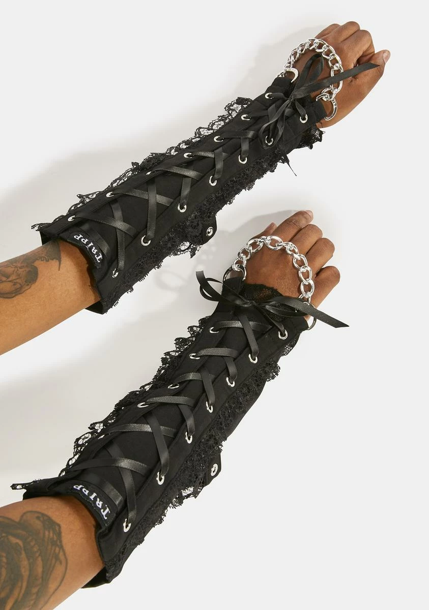 TRIPP NYC Black Lace Arm Warmers - Image 2