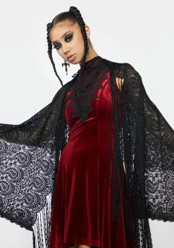 DEVIL FASHION Lace Shawl With Tassel Fringe