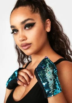 X_PTLHZ Winter Sea Sequin Wrist Gloves