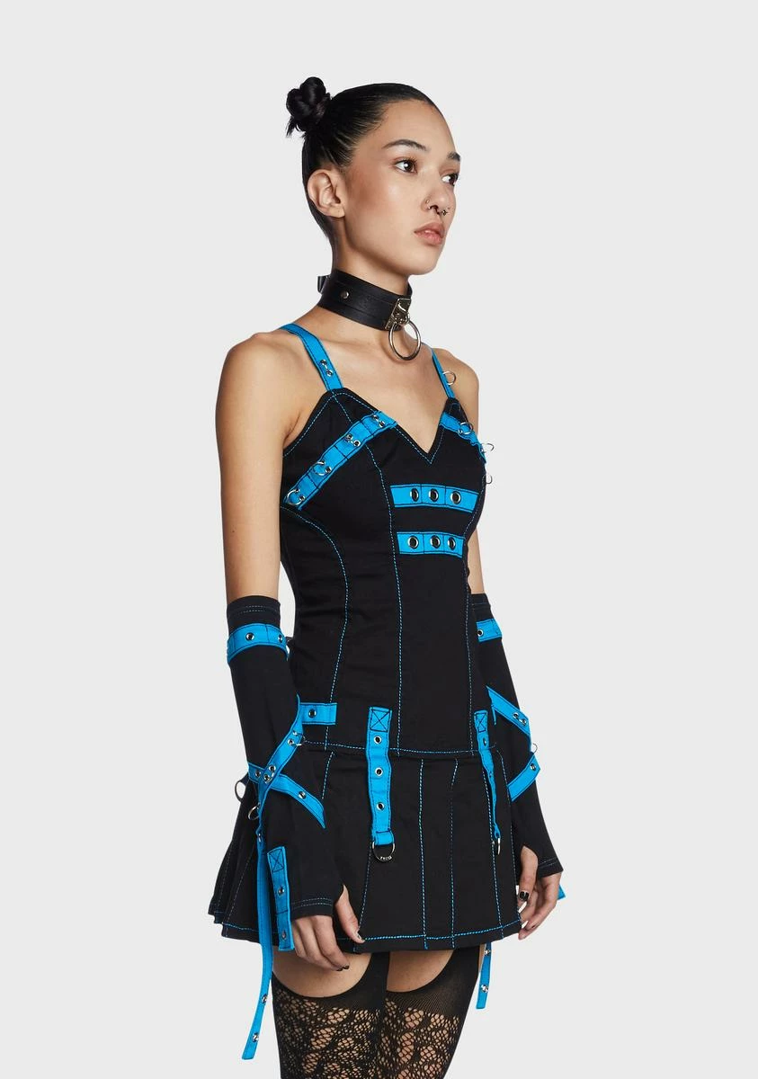 TRIPP NYC Black/Blue Multi Eyelet Arm Warmers