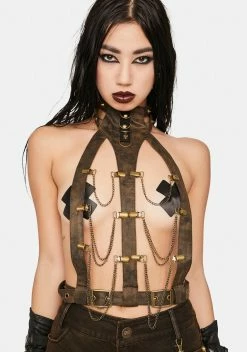 DEVIL FASHION Vegan Leather Chain Harness