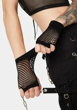 X_Music Legs Dark Plasmic Punk Fishnet Gloves