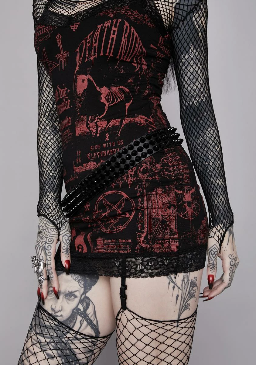 Funk Plus 3-Row Black On Black Spiked Belt