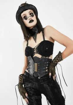 DEVIL FASHION Gold Waist Tie Up Corset Belt