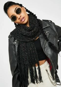 X_Fame Accessories Coal Cozy Memories Knit Scarf