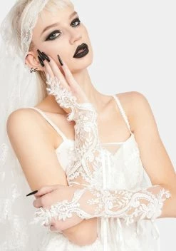 DARK IN LOVE Embroidered Wedding Gloves
