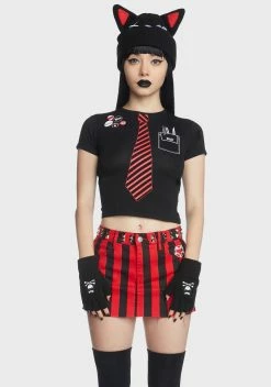 Dolls Kill X Emily The Strange Stay Distant Fingerless Gloves