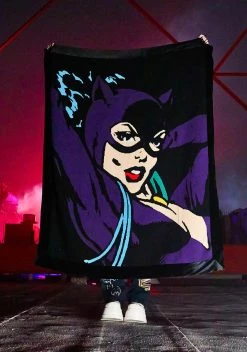 Dolls Kill X DC Purrfect Crime Intarsia Throw Blanket