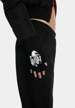 Too Fast Witch Bitch Fingerless Knit Gloves