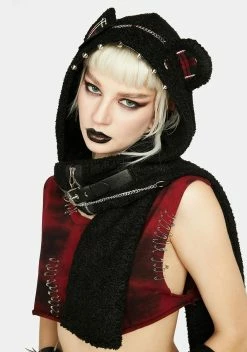 DARK IN LOVE Plaid Cat Ear Scarf