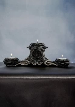 Alchemy England Black Rose Triple Tealight Holder